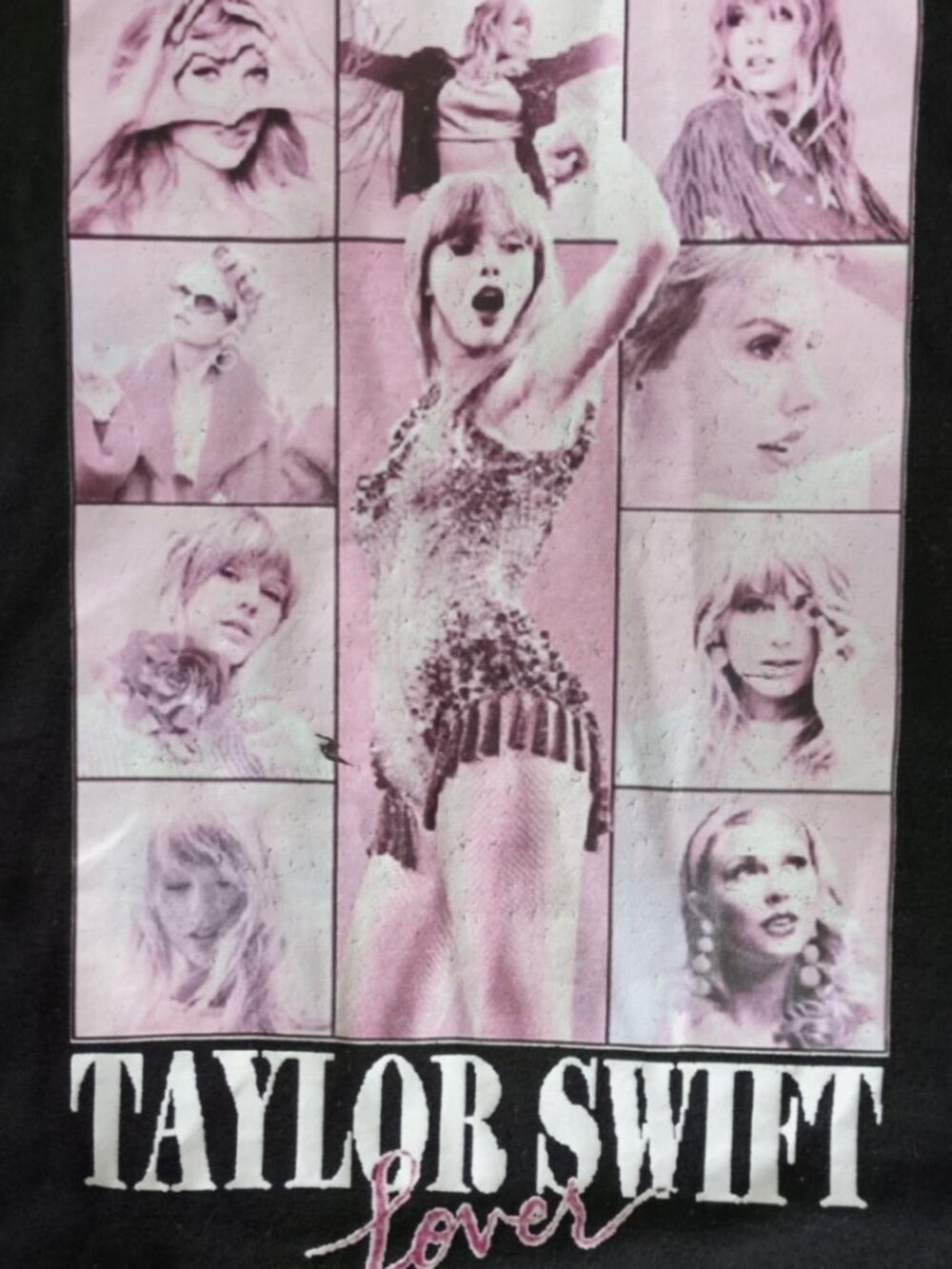 Taylor Swift The Eras Tour Lover Concert Graphic Black Pink T-Shirt Size Small